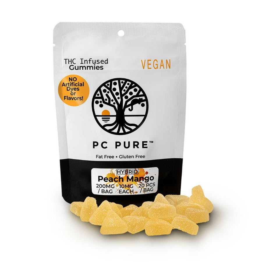 Photograph of product: AU PC Pure: Peach Mango 200mg Vegan Gummies (H)