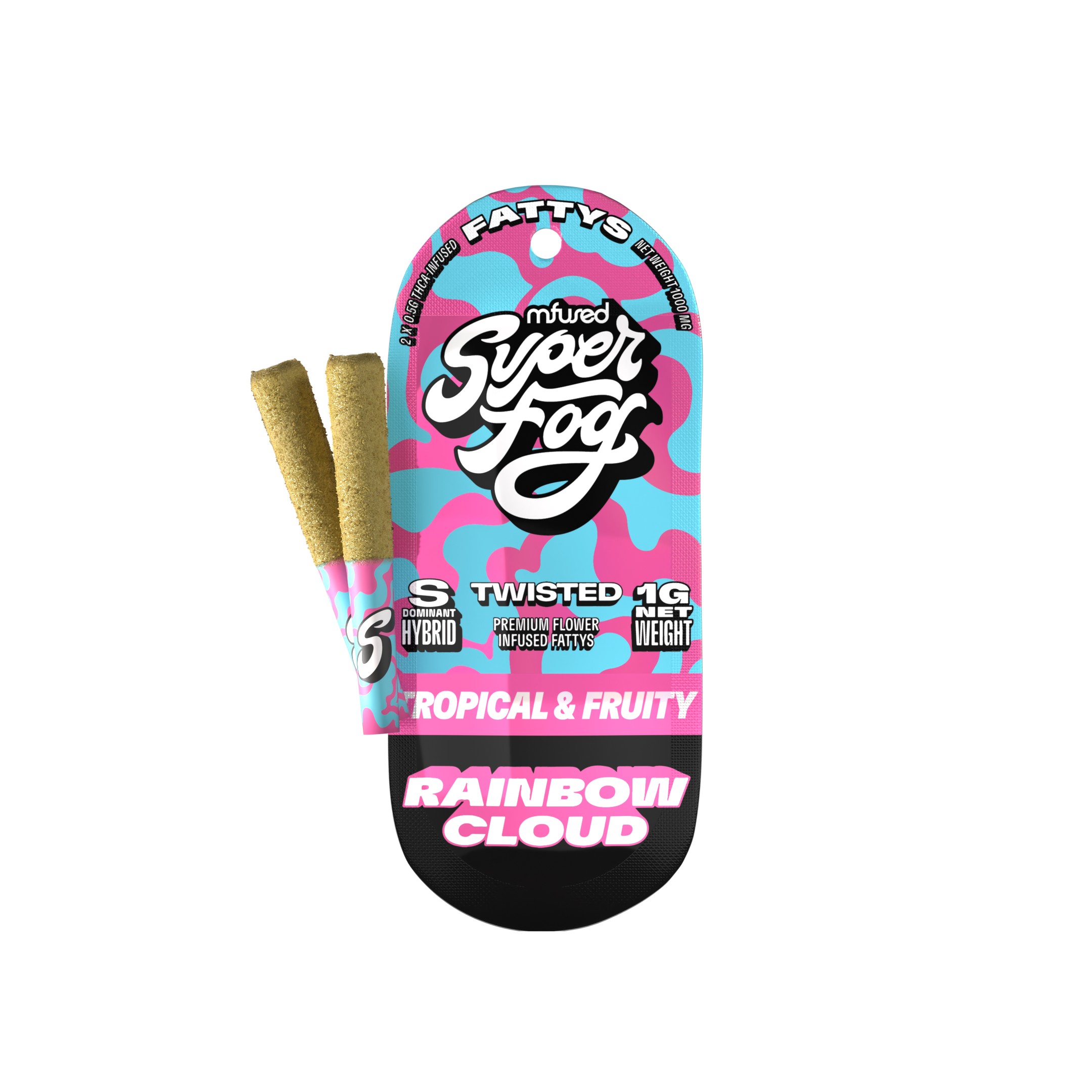 Photograph of product: Super Fog Twisted Infused Fattys .5g 2pk Rainbow Cloud