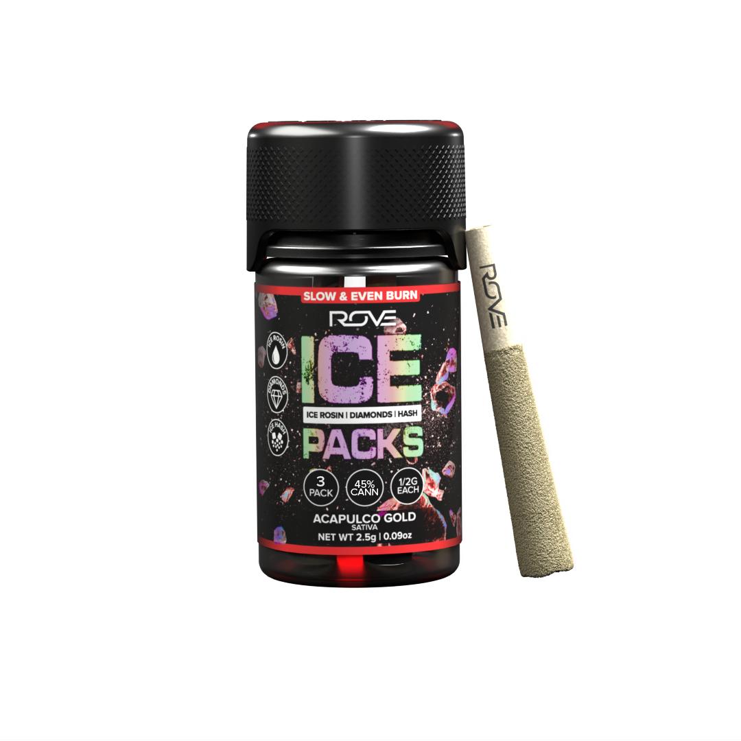Photograph of product: Acapulco Gold | Infused Pre-Roll Ice Packs (Rosin, au chocolat, Diamonds) |.5g | 3 Pack