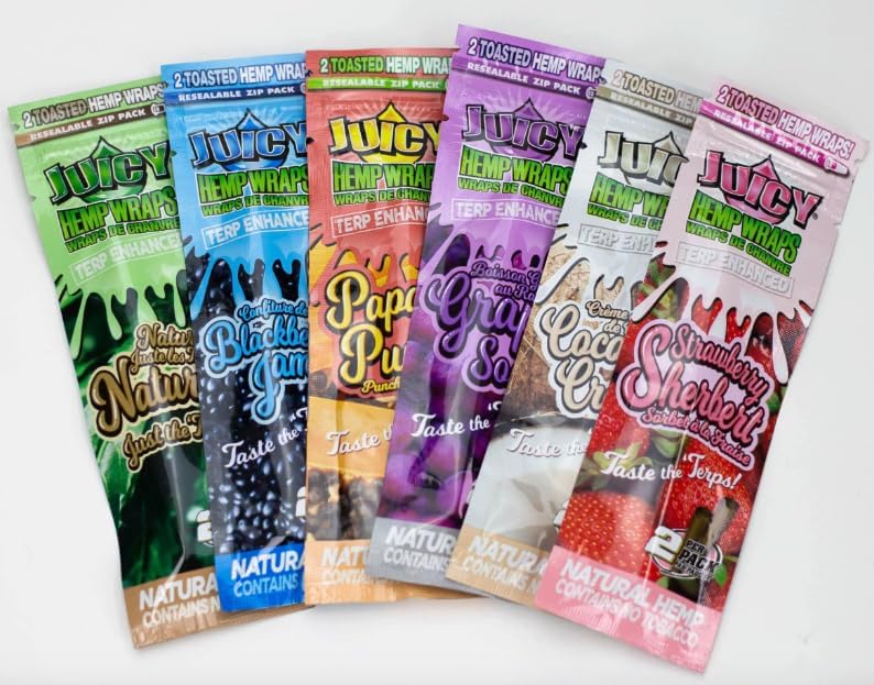 Photograph of product: Juicy: Strawberry Sherbert Terp Enhanced Hemp Wraps