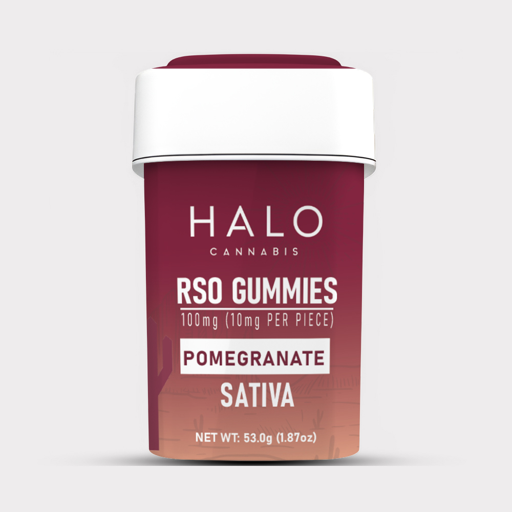 Photograph of product: Halo Oui'd RSO Gummies Pomegranate 100mg - Oui'd