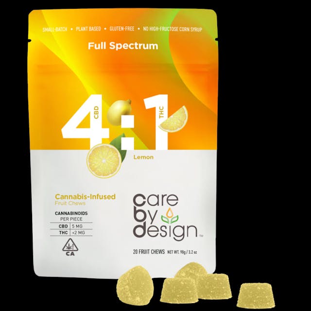 Photograph of product: CBD - 4:1 Lemon Fruit Chews 20pk Vegan - 