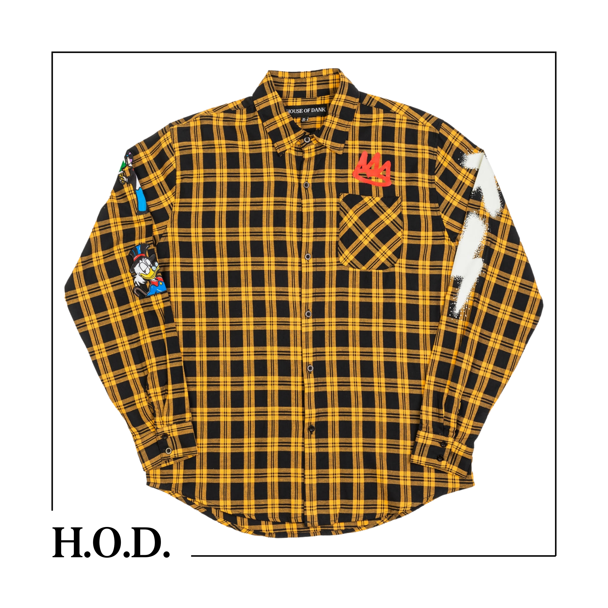Photograph of product: H.O.D. x OG Comfy Yellow Street Art Flannel XS