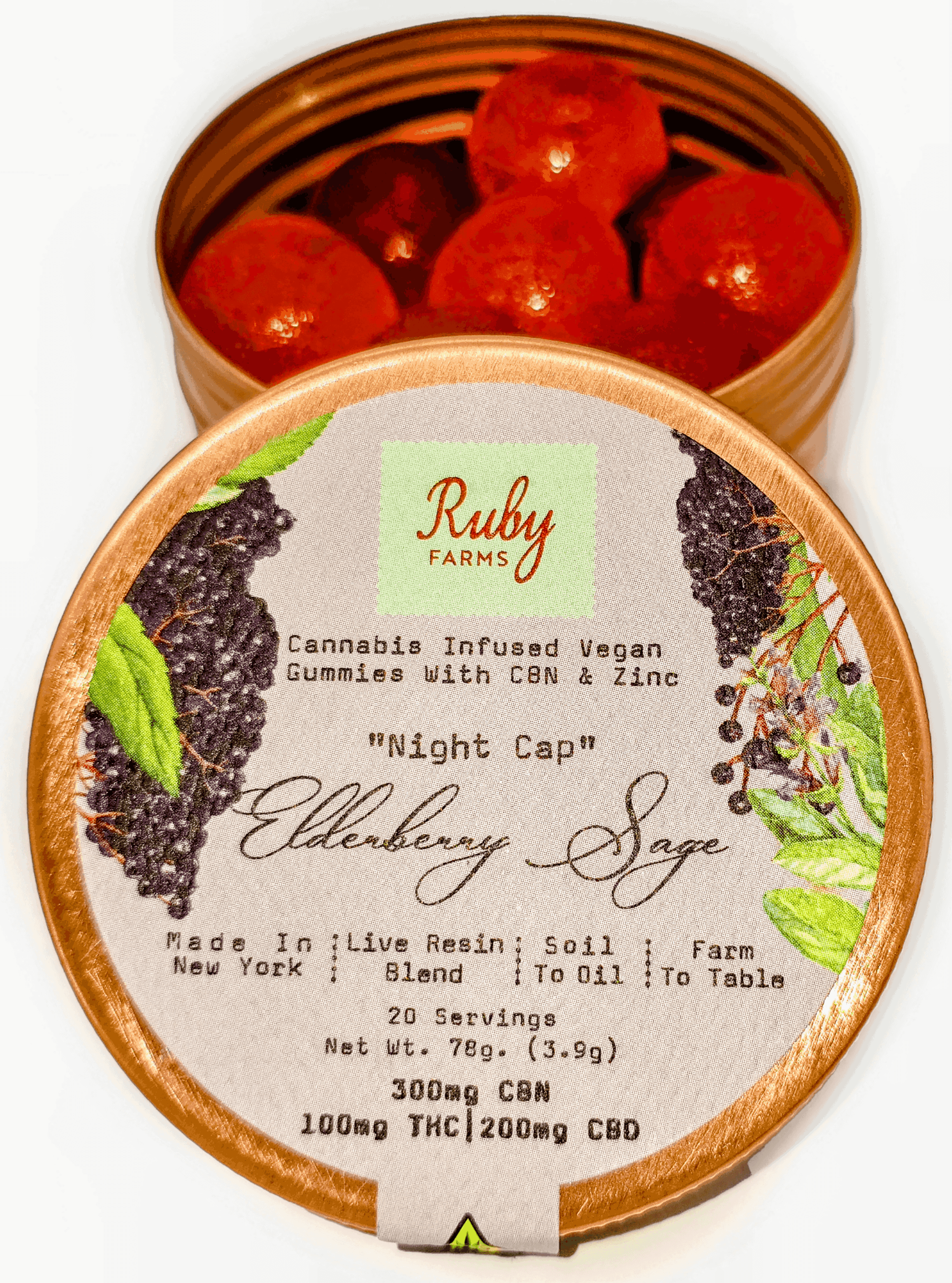 Photograph of product: Ruby Farms | Gummy 20 Pk | Elderberry Sage | 100mg