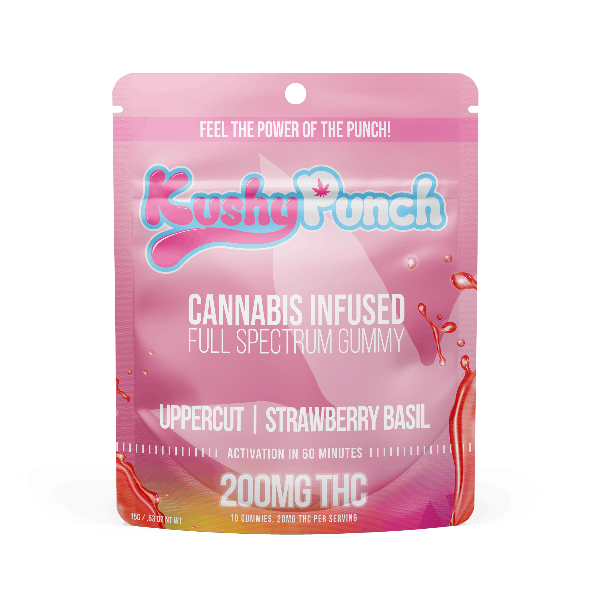 Photograph of product: Kushy Punch | Strawberry Basil | 200mg Gummies | REC
