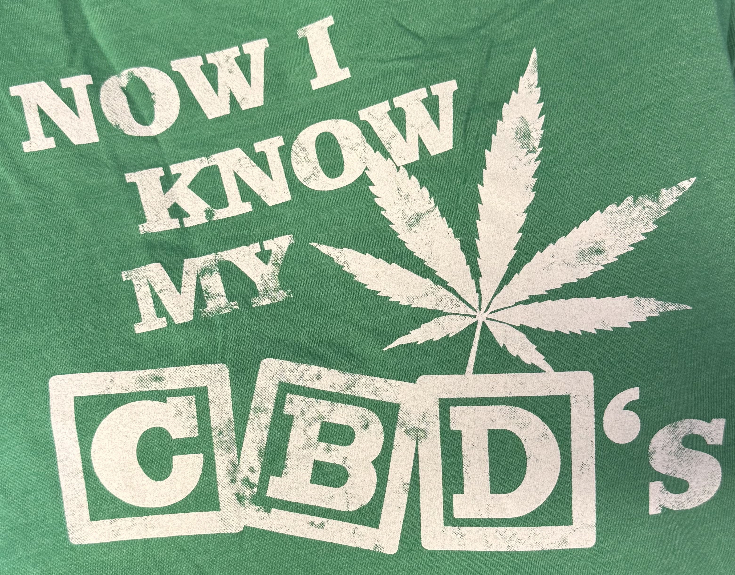 Photograph of product: T-SHIRT NOW I KNOW MY CBD'S GREEN XL