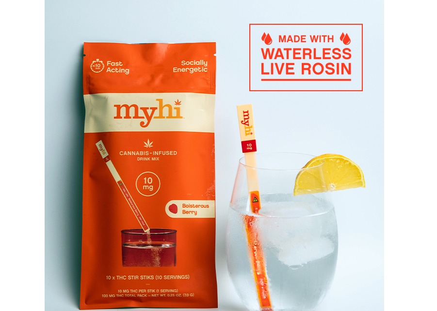 Photograph of product: MyHi | Boisterous Berry | TH-oui Infused Drink Mix | 10mg Stir Sticks | 10pk