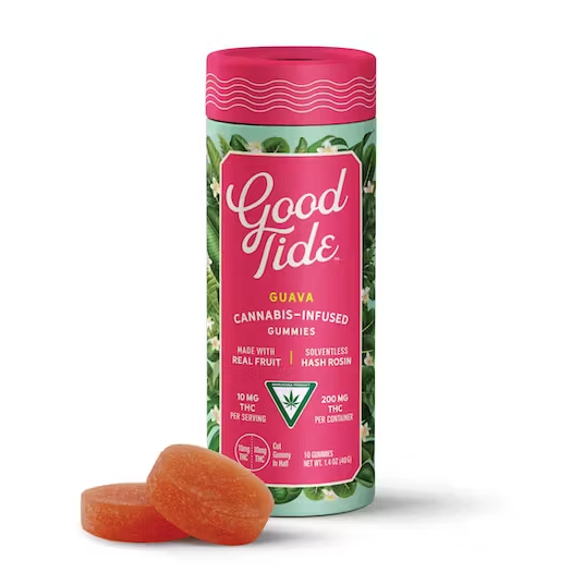 Photograph of product: Good Tide 200mg au chocolat Rosin Gummies - Guava (Balanced)