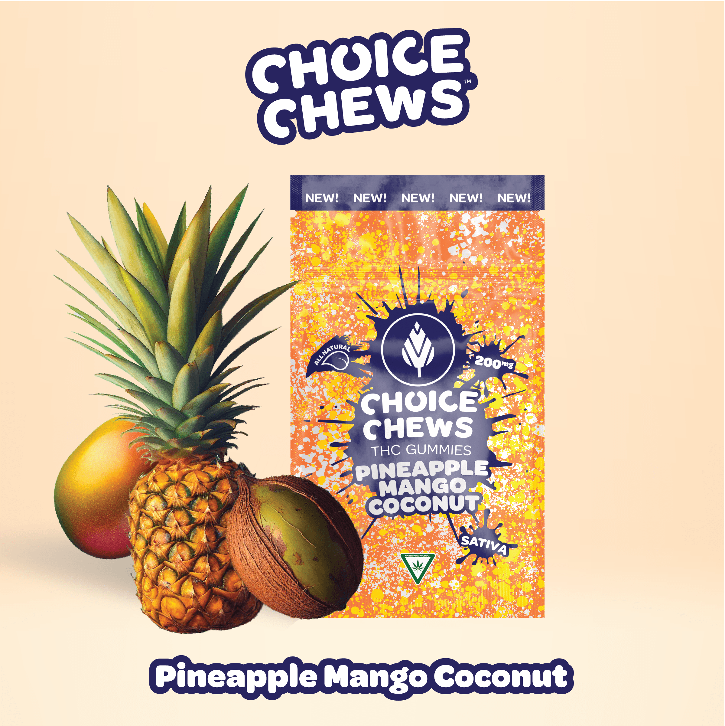 Photograph of product: Choice Chews 200mg Pineapple Mango Coconut