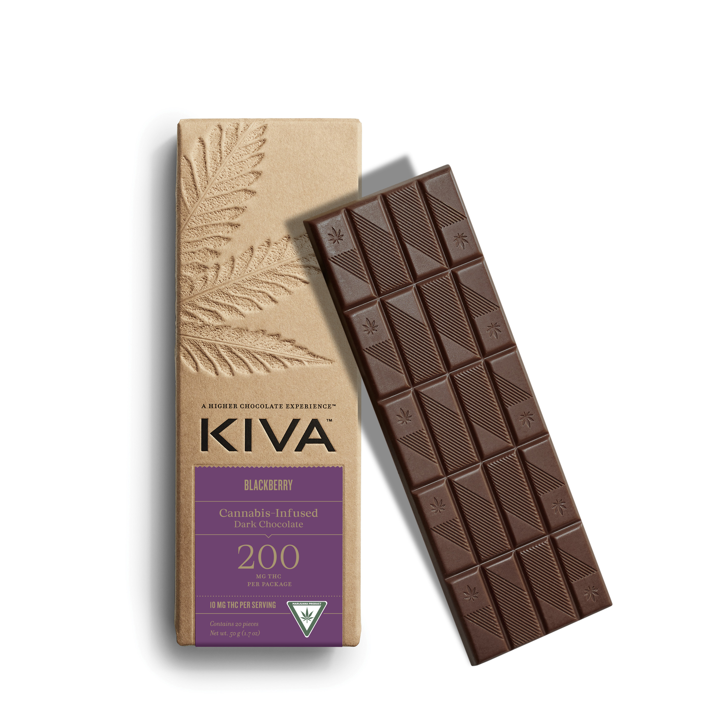 Photograph of Product: Kiva Blackberry Dark Chocolate Bar [20pk] (200mg THC)