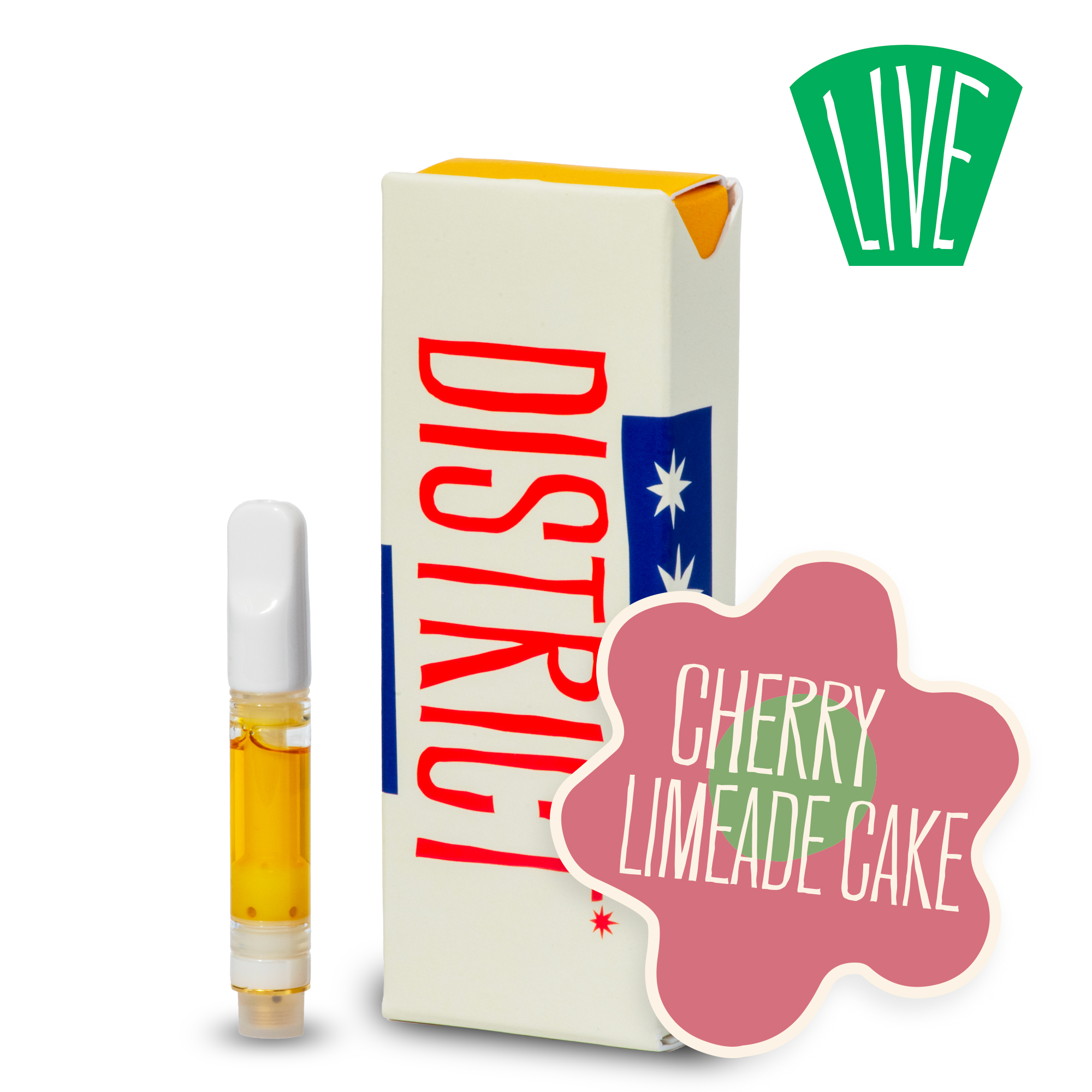 Photograph of product: Cherry Limeade Cake Live Resin Vape Cart | 0.5g