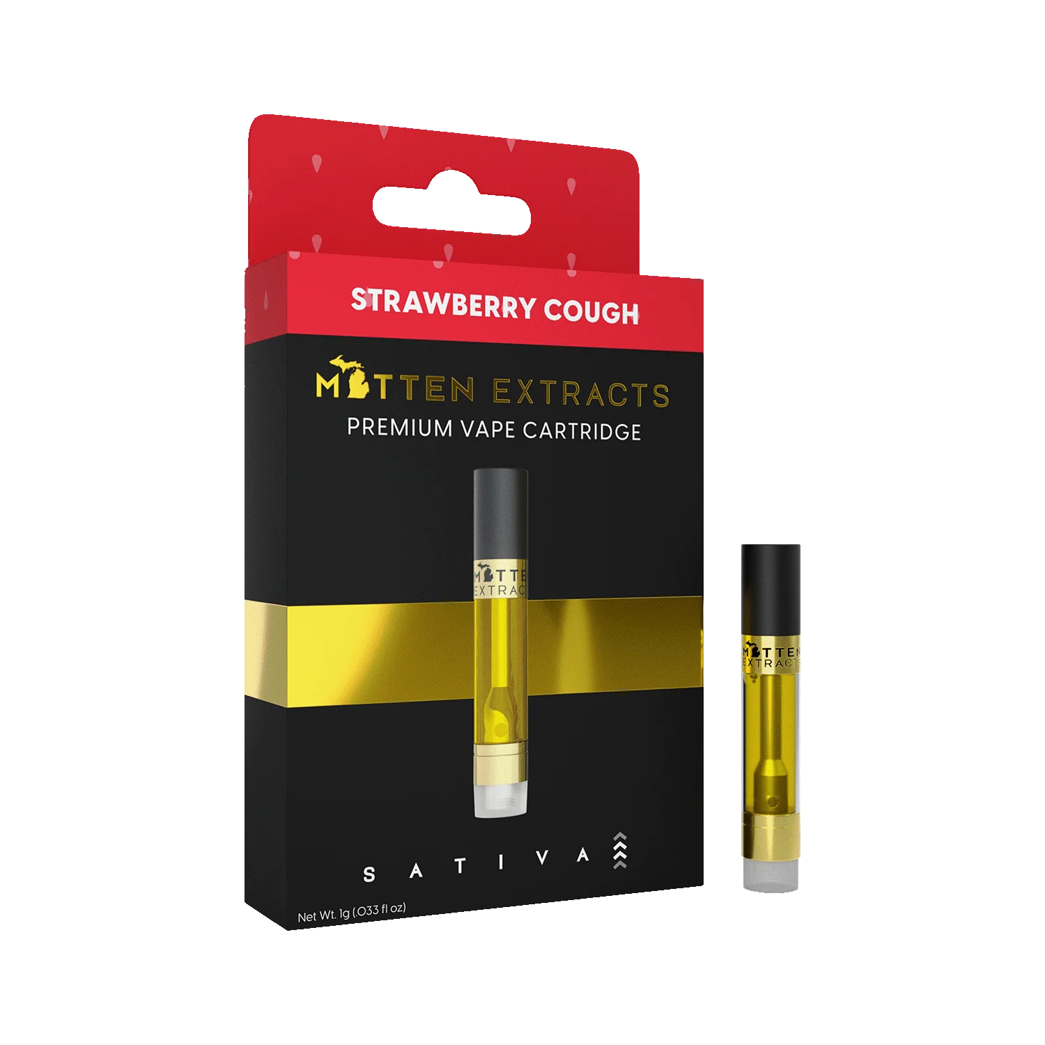 Photograph of product: Mitten Extracts - Strawberry Cough Cartridge 1g