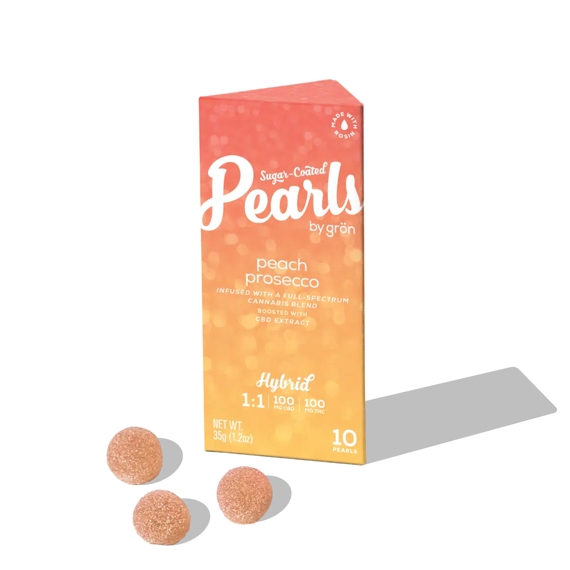 Photograph of product: Grn - Pearls - Peach Prosecco - 10ct Gummies