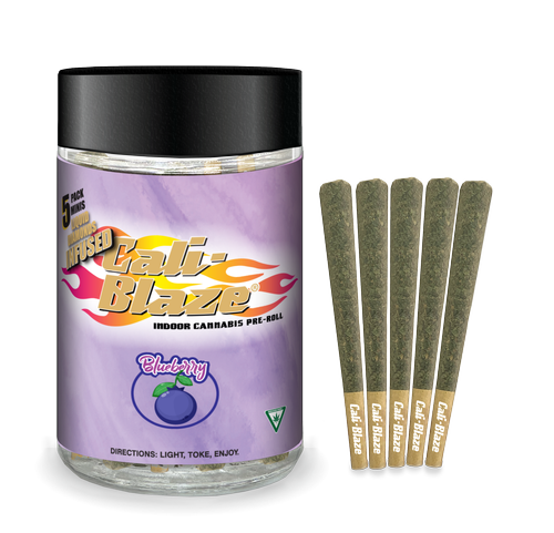 Photograph of product: Cali Blaze - 5 Pack Infused Prerolls - Blueberry