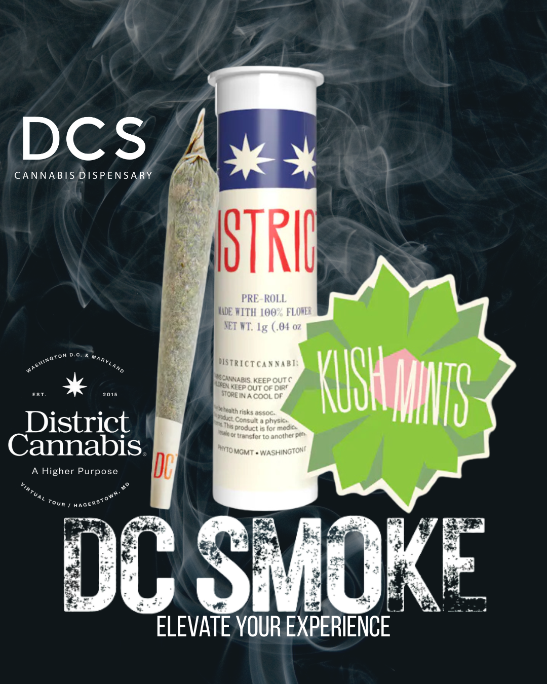 Photograph of product: District Oui'd l Pre Roll I Kush Mintz I 1g