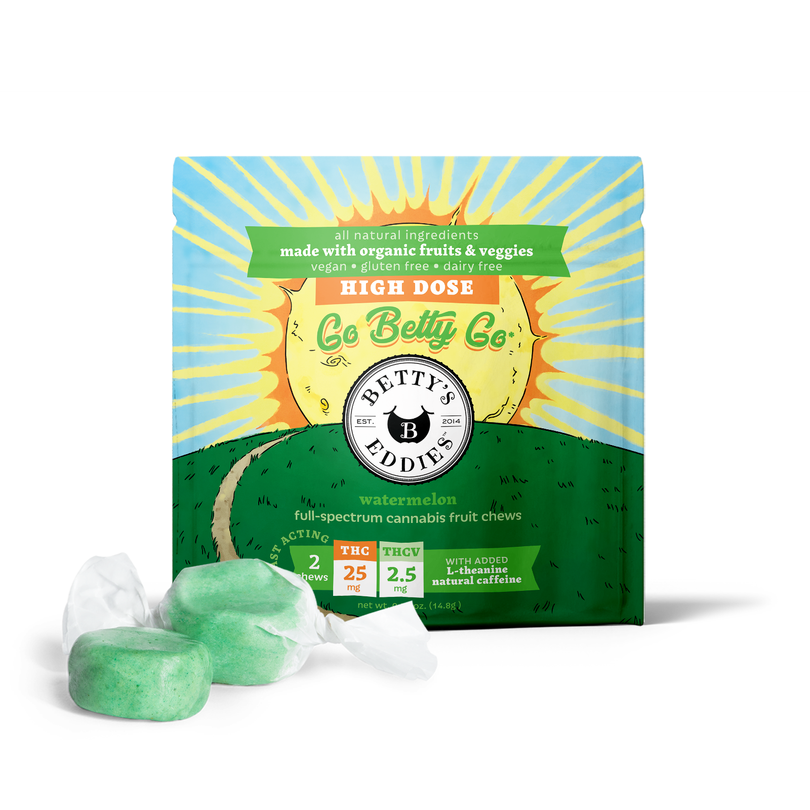 Photograph of product: Watermelon Go Betty Go [2pk] (50mg TH-oui:5mg TH-ouiV) Fruit Chews