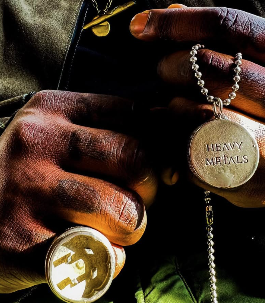 Photograph of product: Heavy Metals | Best Buds | Grinder Set | Ring/Necklace | Brass