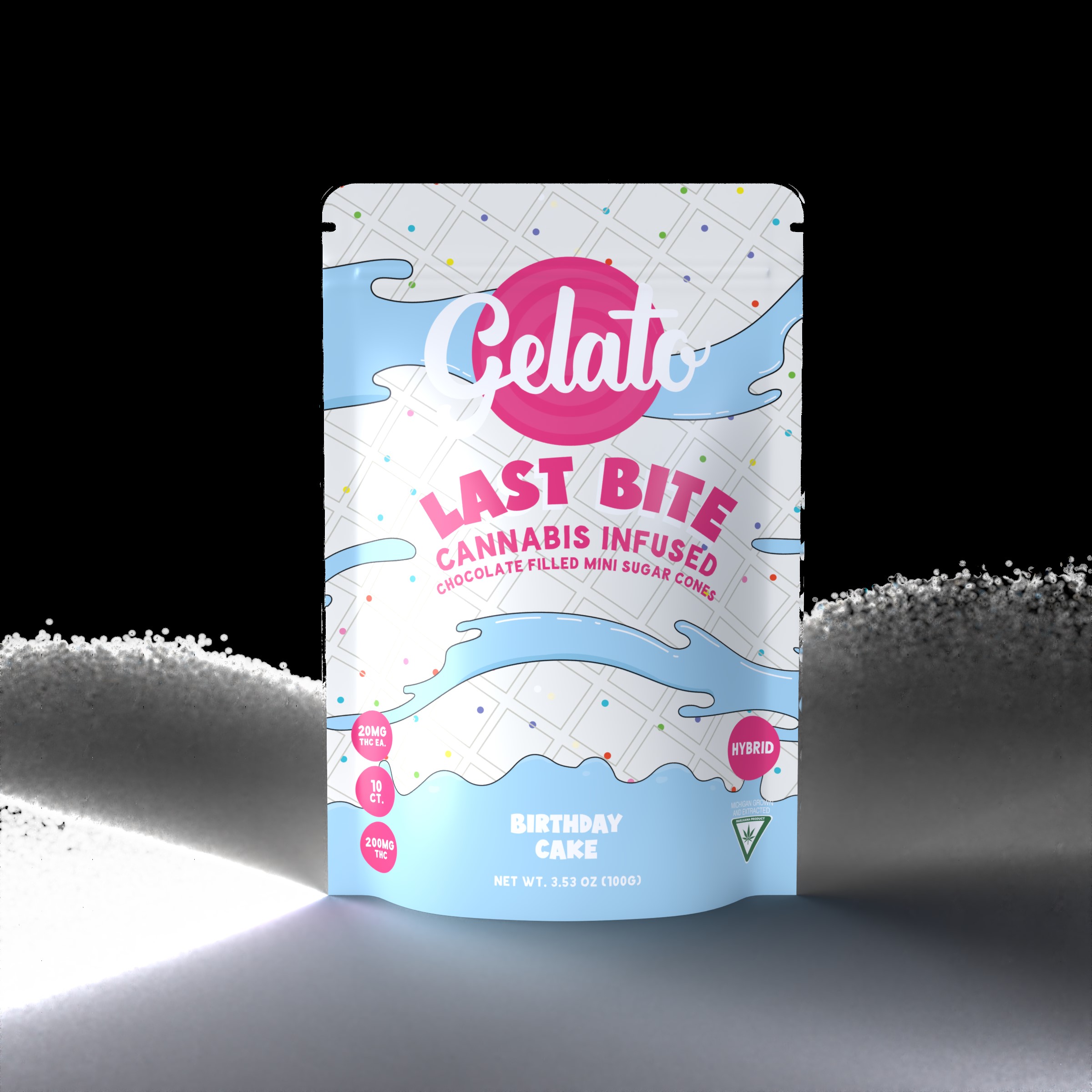 Photograph of product: Last Bite | Chocolate Cones | Birthday Cake | 200mg