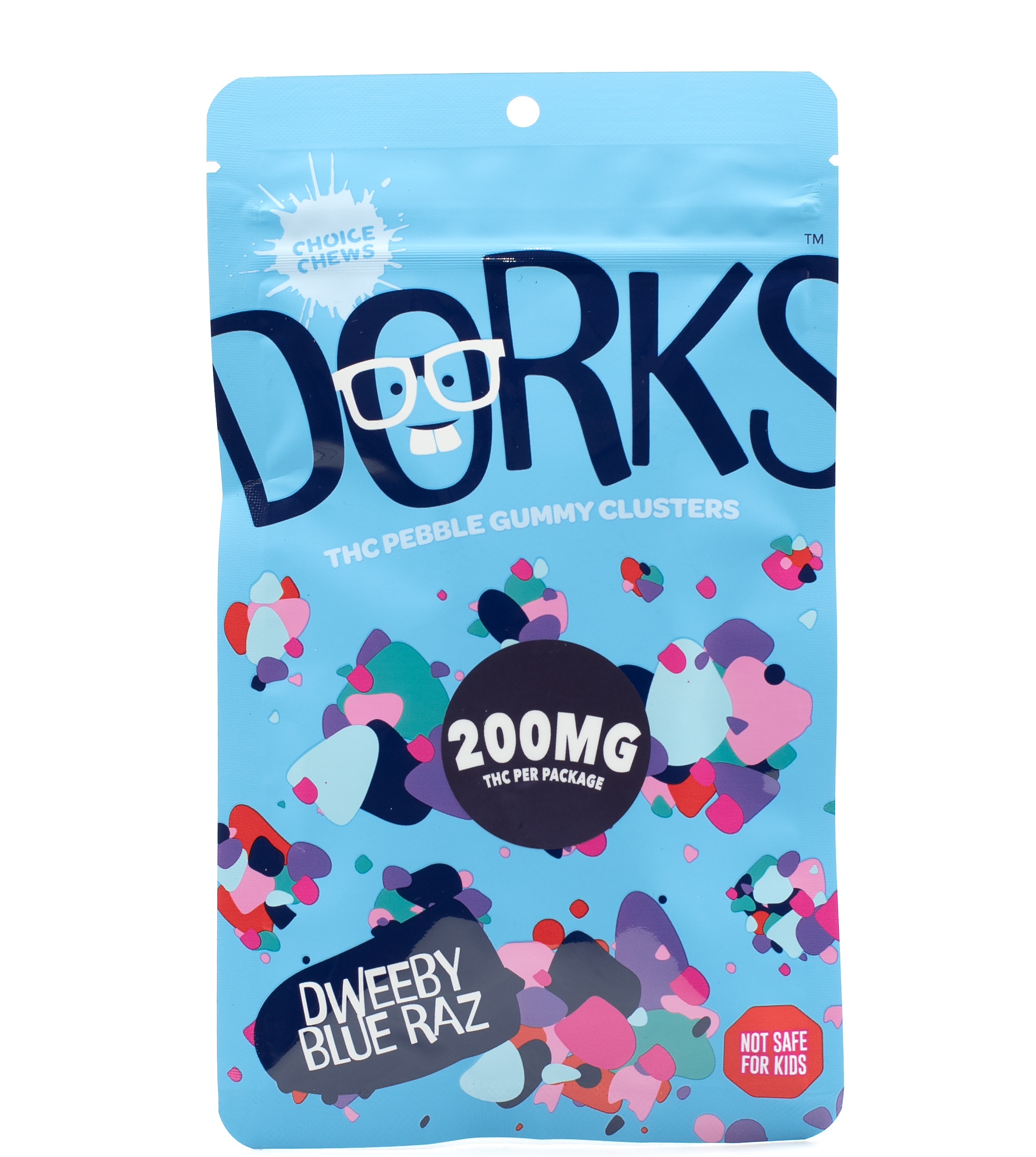 Photograph of product: Dweeby Blue Raz Pebble Gummy Clusters | 200mg