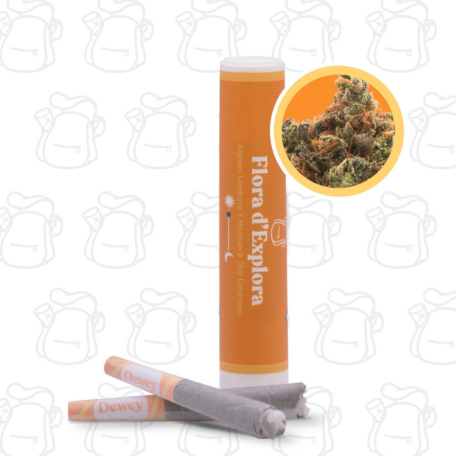 Photograph of product: Dewey Flora d'Explora Pre-Roll Oui'd Hybrid 2 x .5g