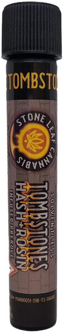 Photograph of product: Sugarcane Tombstone Water au chocolat + Rosin +.5g Flower Infused Pre-Roll | Stone Leaf