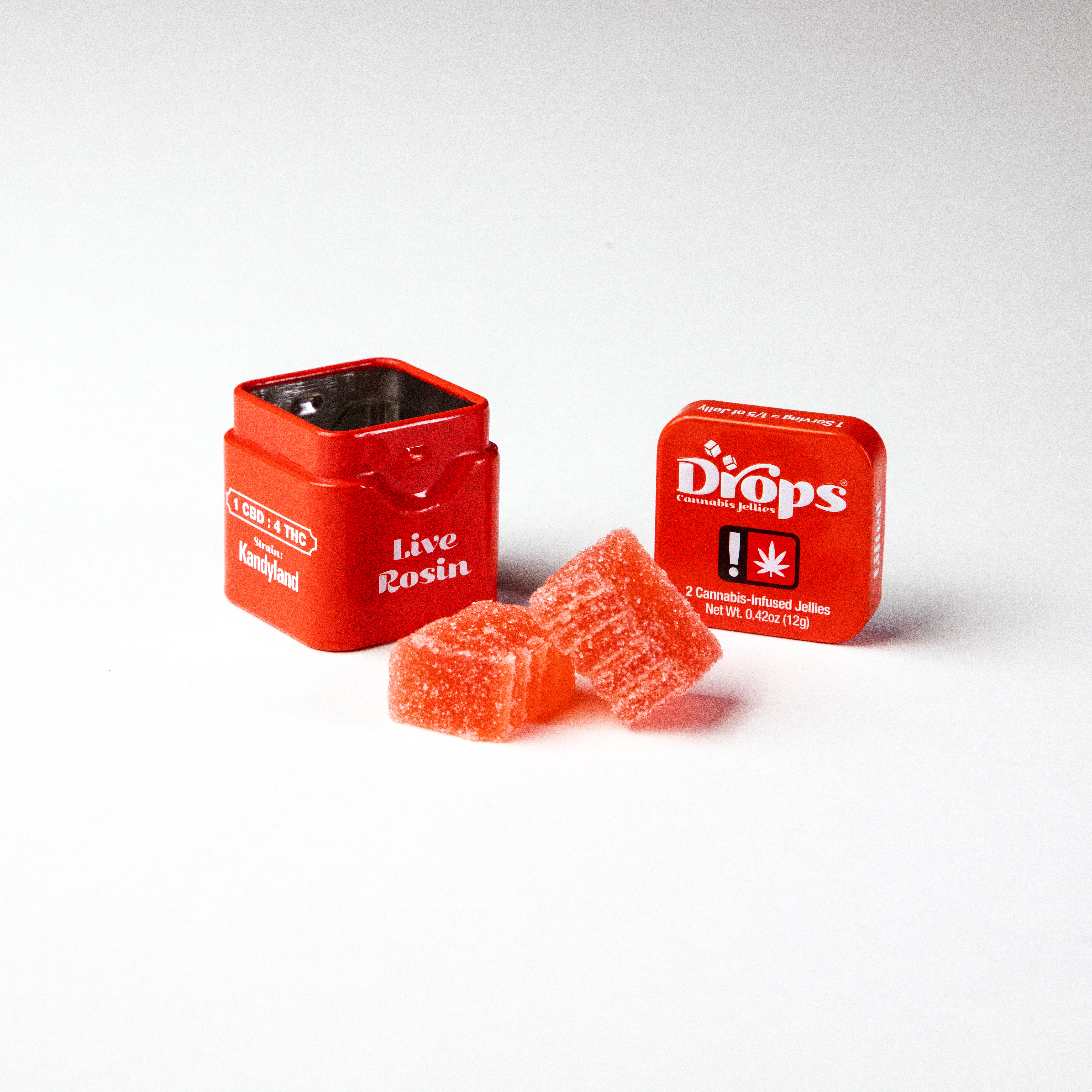 Photograph of product: Drops Strawberry 1 TH-oui: 1 CBG: 2 TH-oui-V Single Jelly (Oui'd)