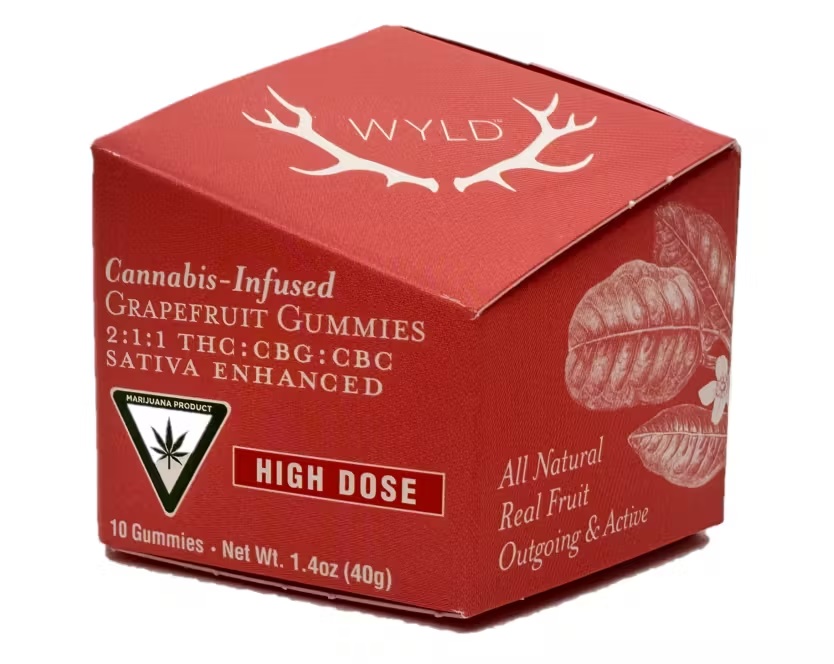 Photograph of product: WYLD Gummies Grapefruit CBG/CBD/TH-oui 1:1:1, 200mg TH-oui : 200mg CBD: 200MG CBG