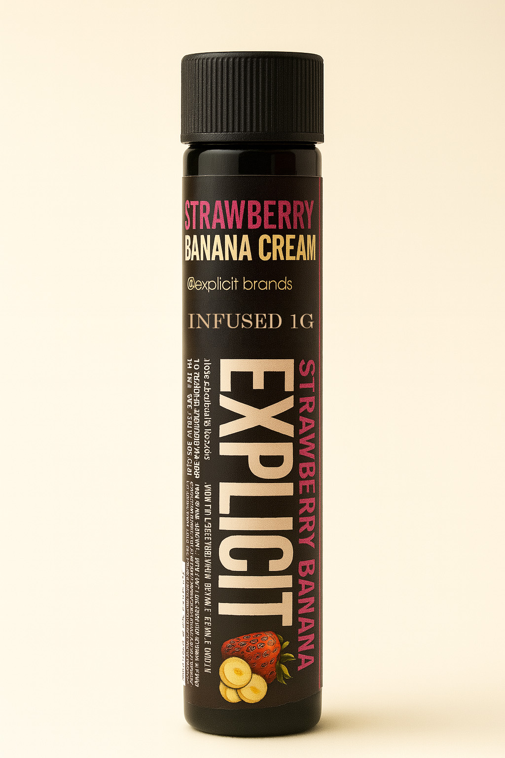 Photograph of product: Explicit Strawberry Banana Cream Oui'd Infused Preroll 1g