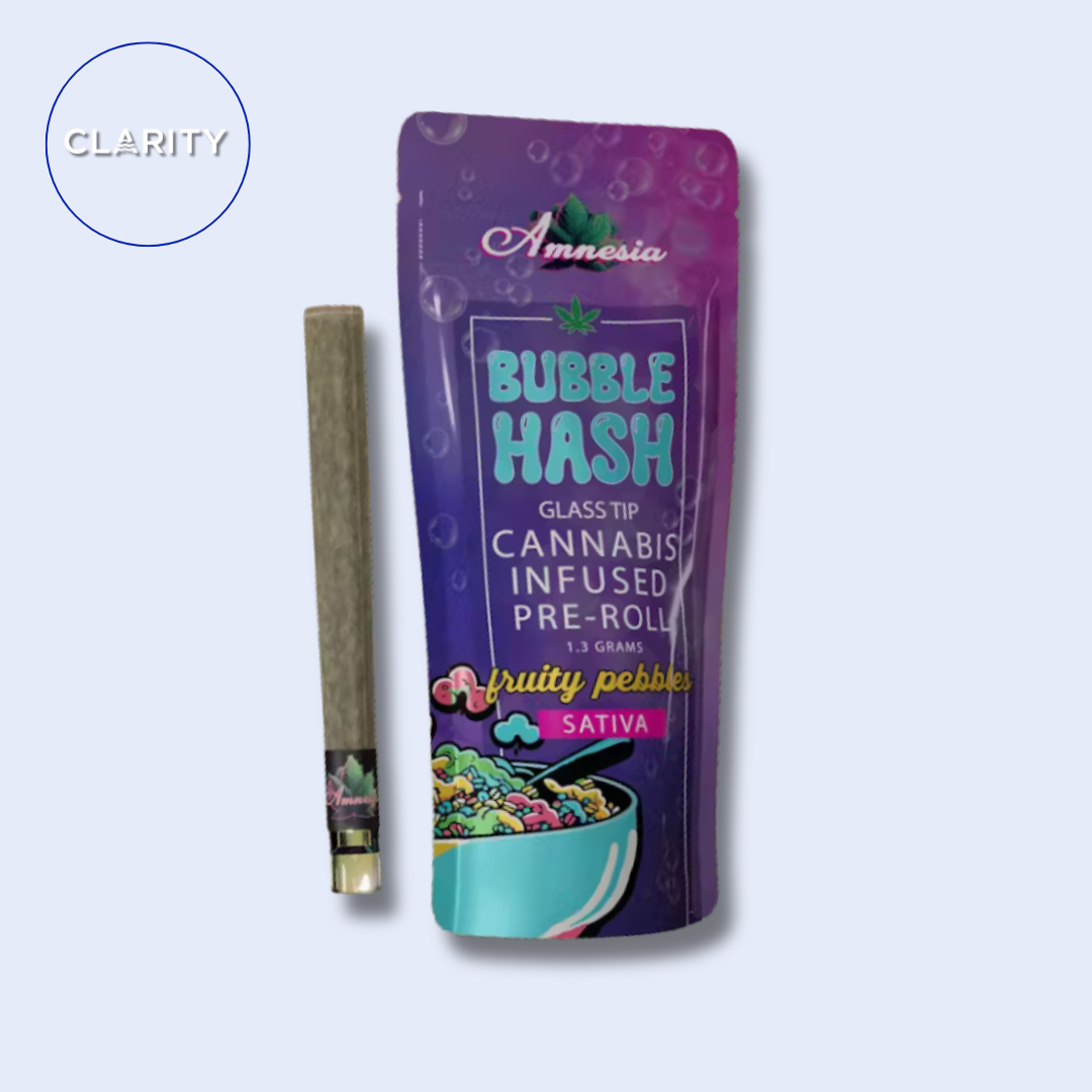 Photograph of product: Amnesia | 1.3g Bubble au chocolat Infused Preroll | Fruity Pebbles
