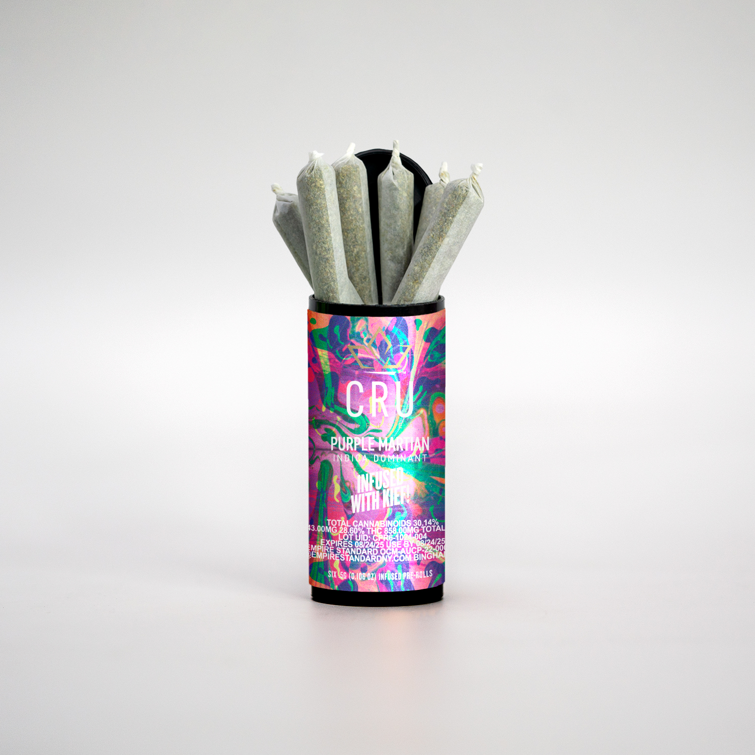 Photograph of product: CRU | Purple Martian Infused Pre-Roll 6pk