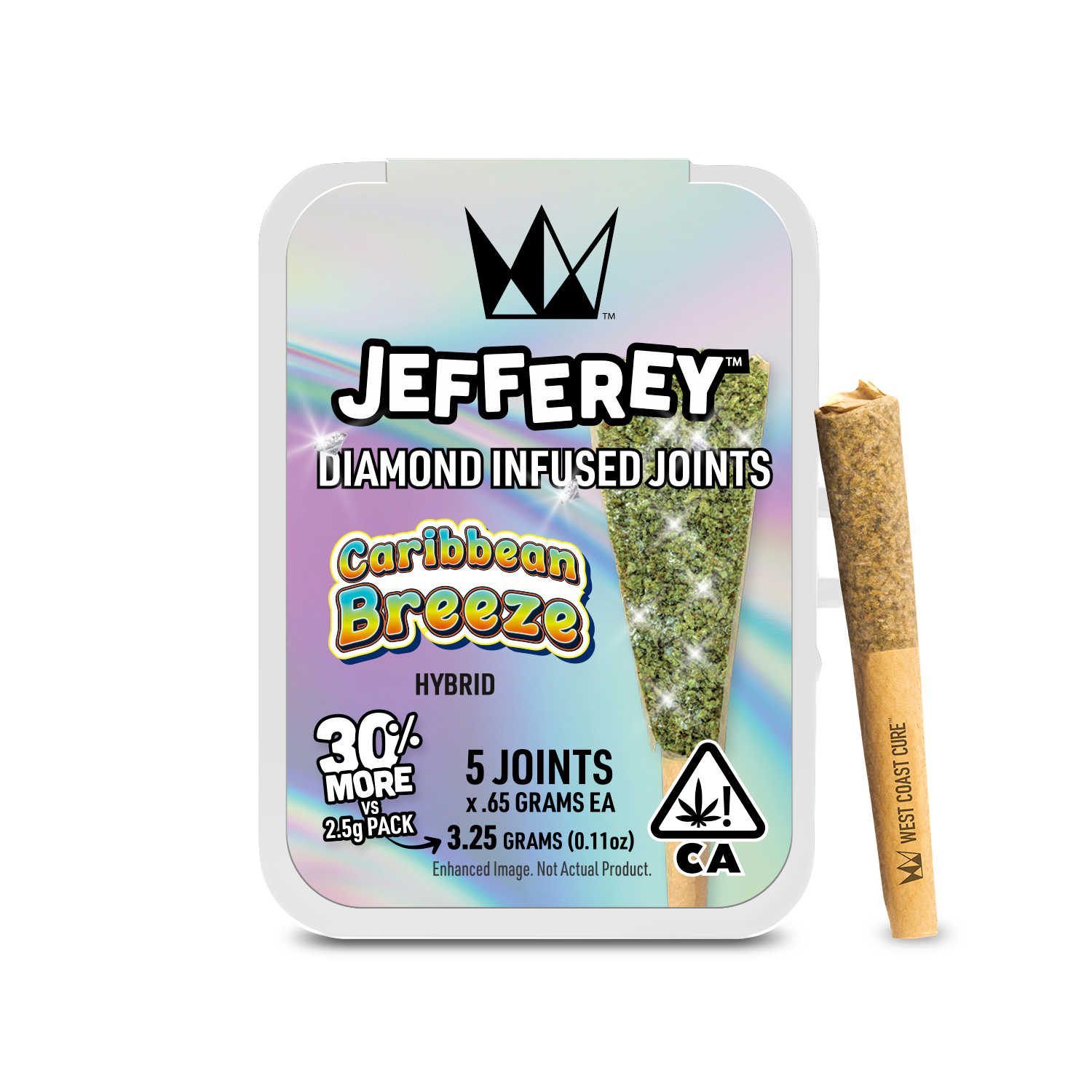 Photograph of product: 5pk Caribbean Breeze Jefferey Prerolls - West Coast Cure