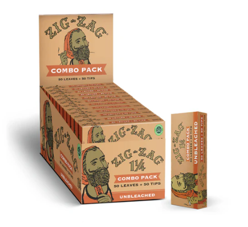 Photograph of product: Zig Zag - 1 1/4 Combo Pack Leaves + Tips Unbleached