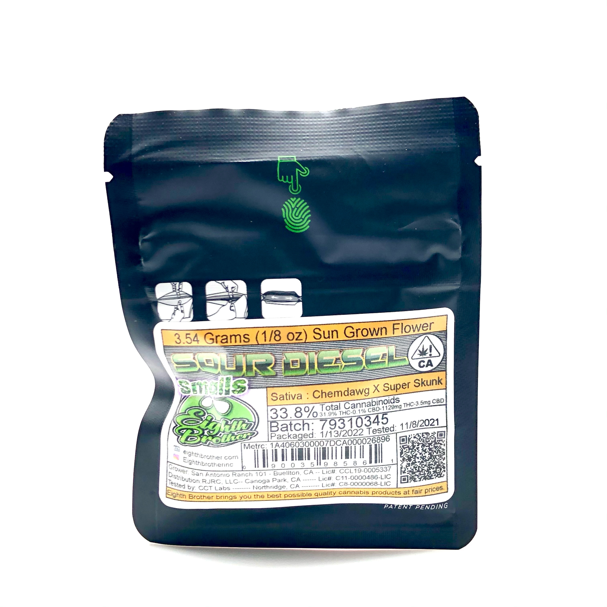 Photograph of product: Eighth Brother - Flower - Sour Diesel - 3.5G