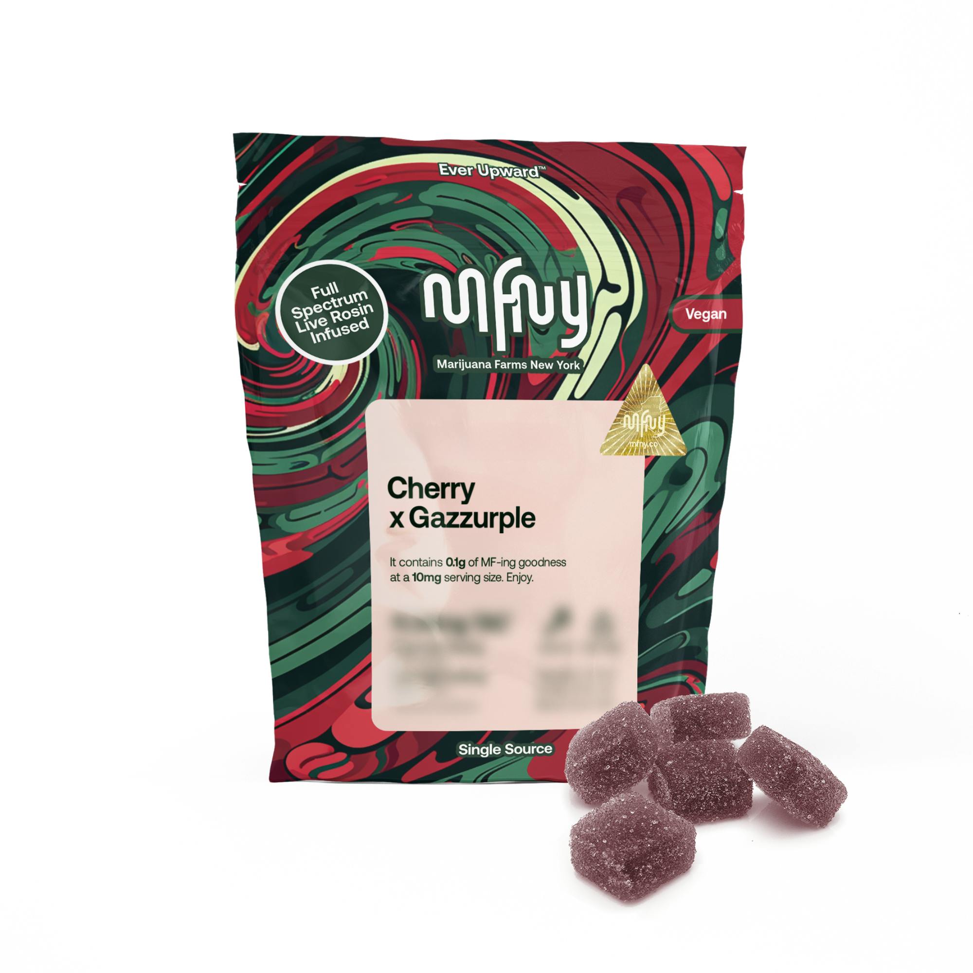 Photograph of product: MFNY _ Cherry x Gazzurple - Live Rosin Gummies - 100mg