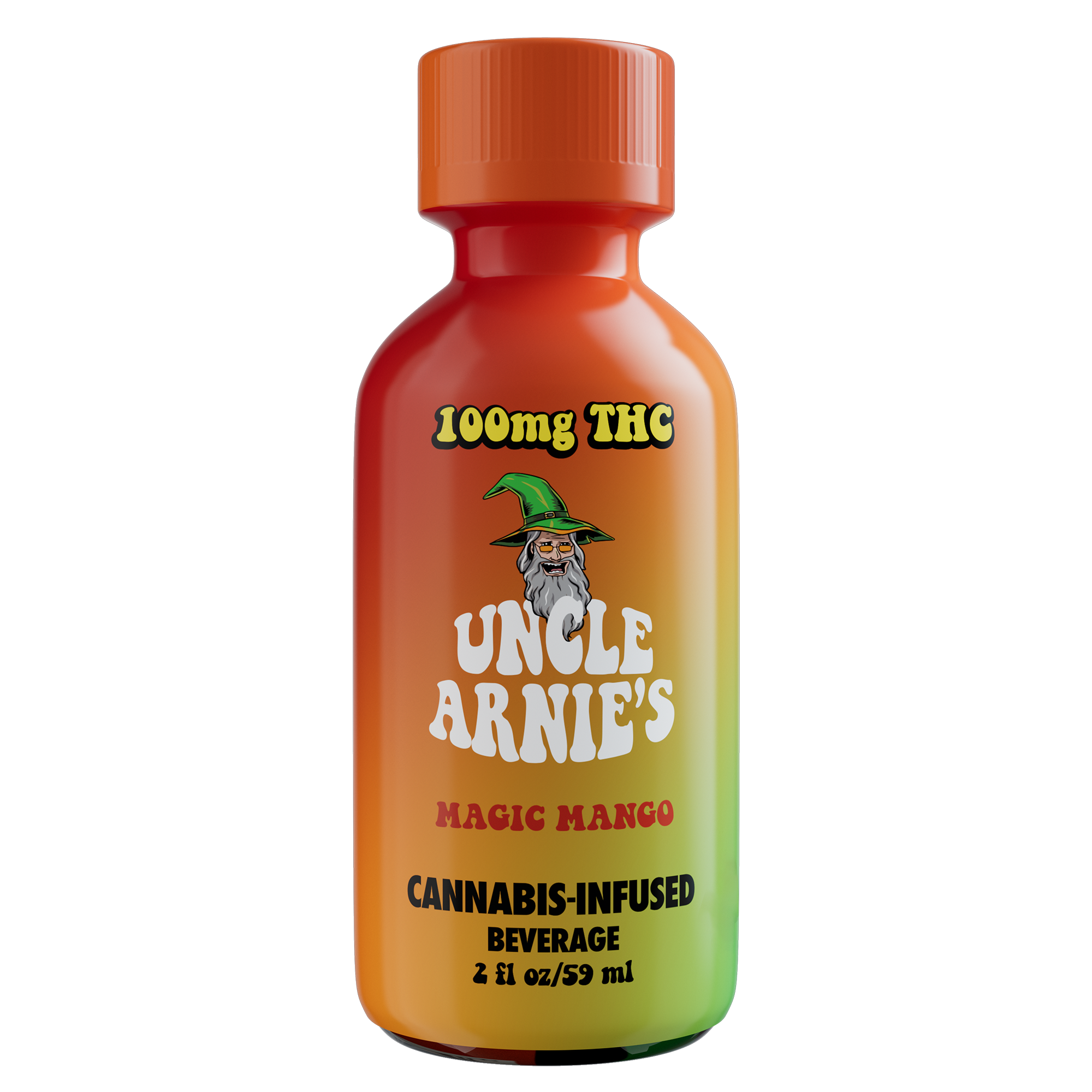 Photograph of product: Uncle Arnies - Magic Mango 2oz Shot (Hybrid) Drink 100mg
