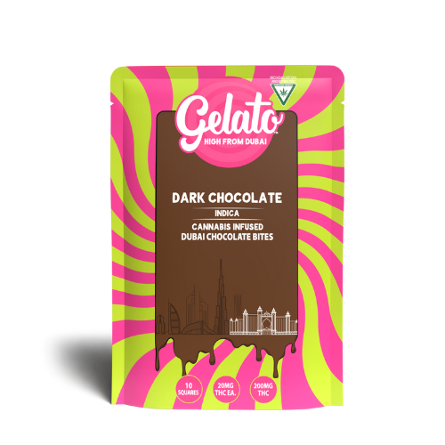 Photograph of product: Gelato - Dubai Bites Dark Chocolate 200mg Cone