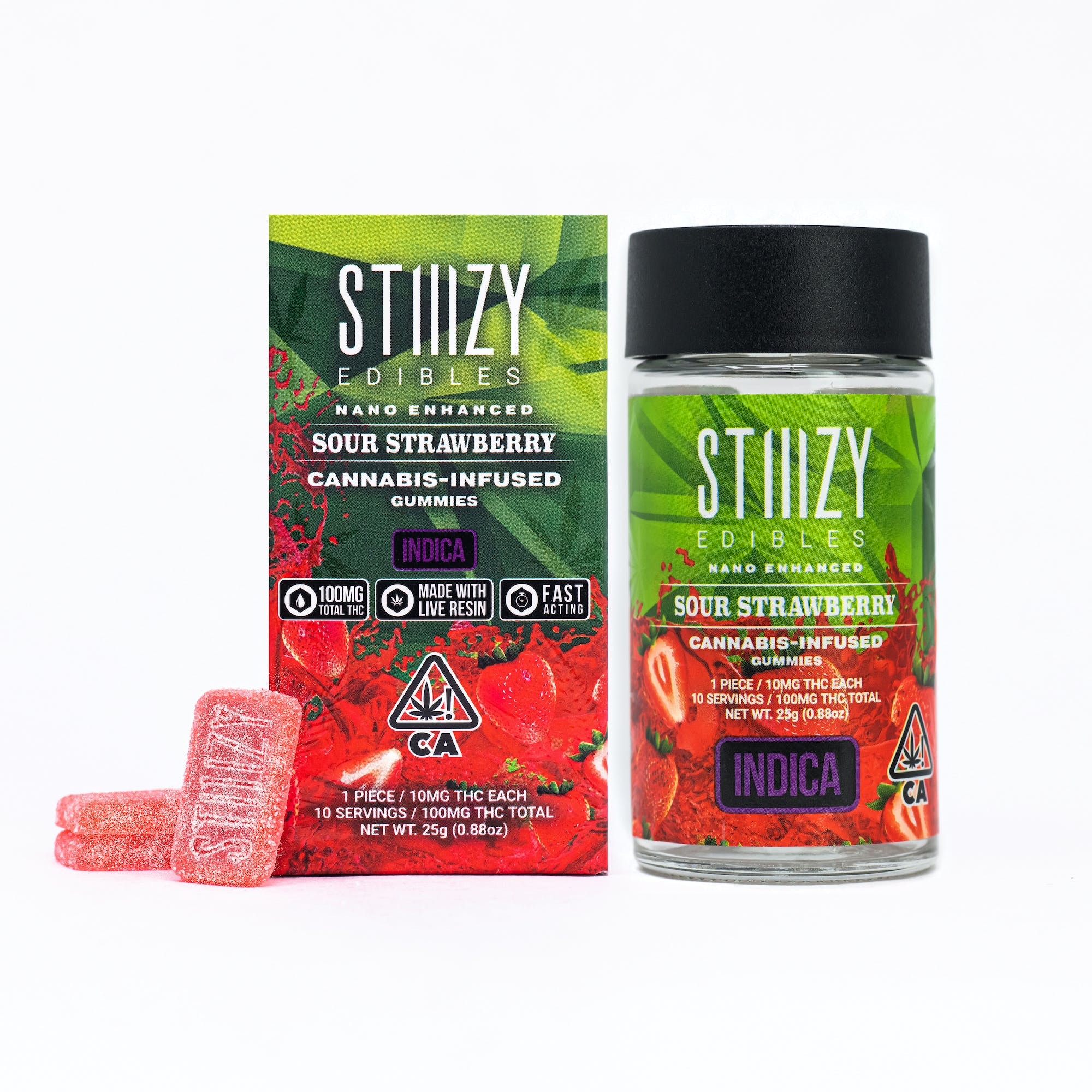 Photograph of product: SOUR STRAWBERRY 100MG NANO GUMMIES