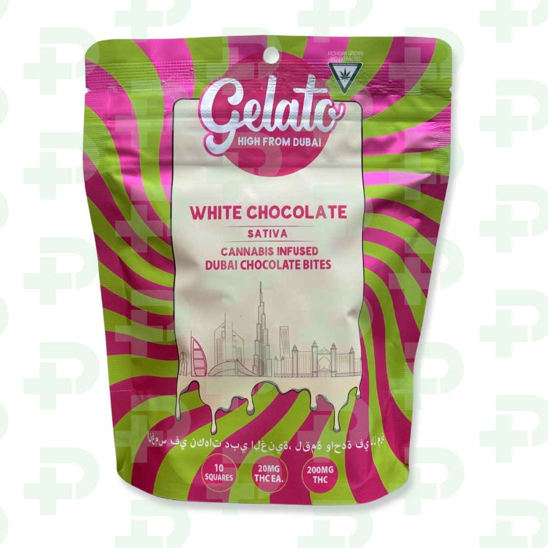 Photograph of product: Gelato - Dubai Bites 200mg - White Chocolate
