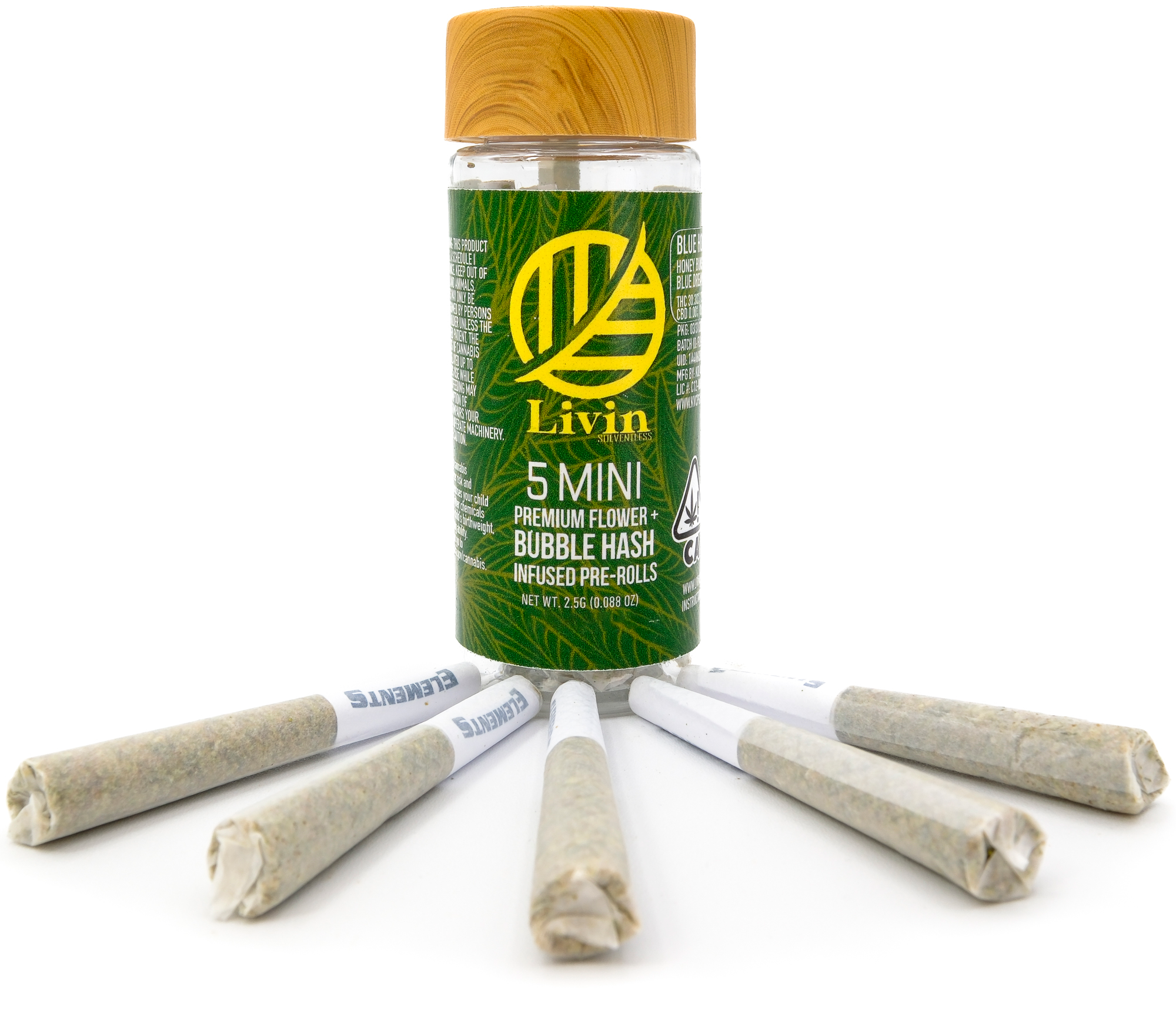 Photograph of product: Superboof 2.5g 5 Pack Bubble au chocolat Infused Mini Pre-Rolls - Livin Solventless