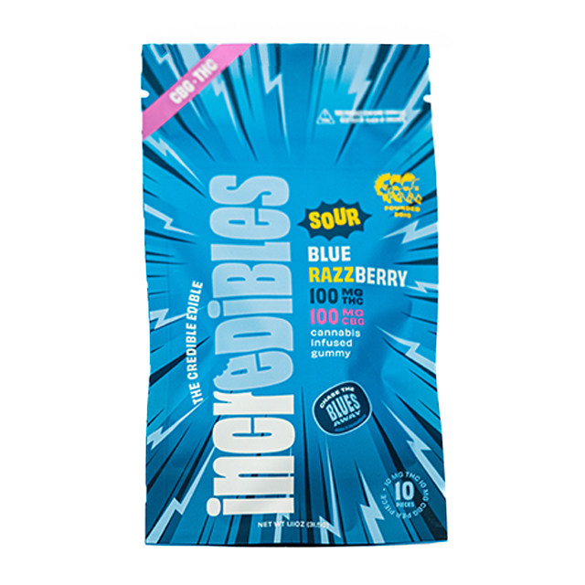 Photograph of product: 1:1 Thc/Cbg Sour Blue Razzberry Gummies 100mg {527}