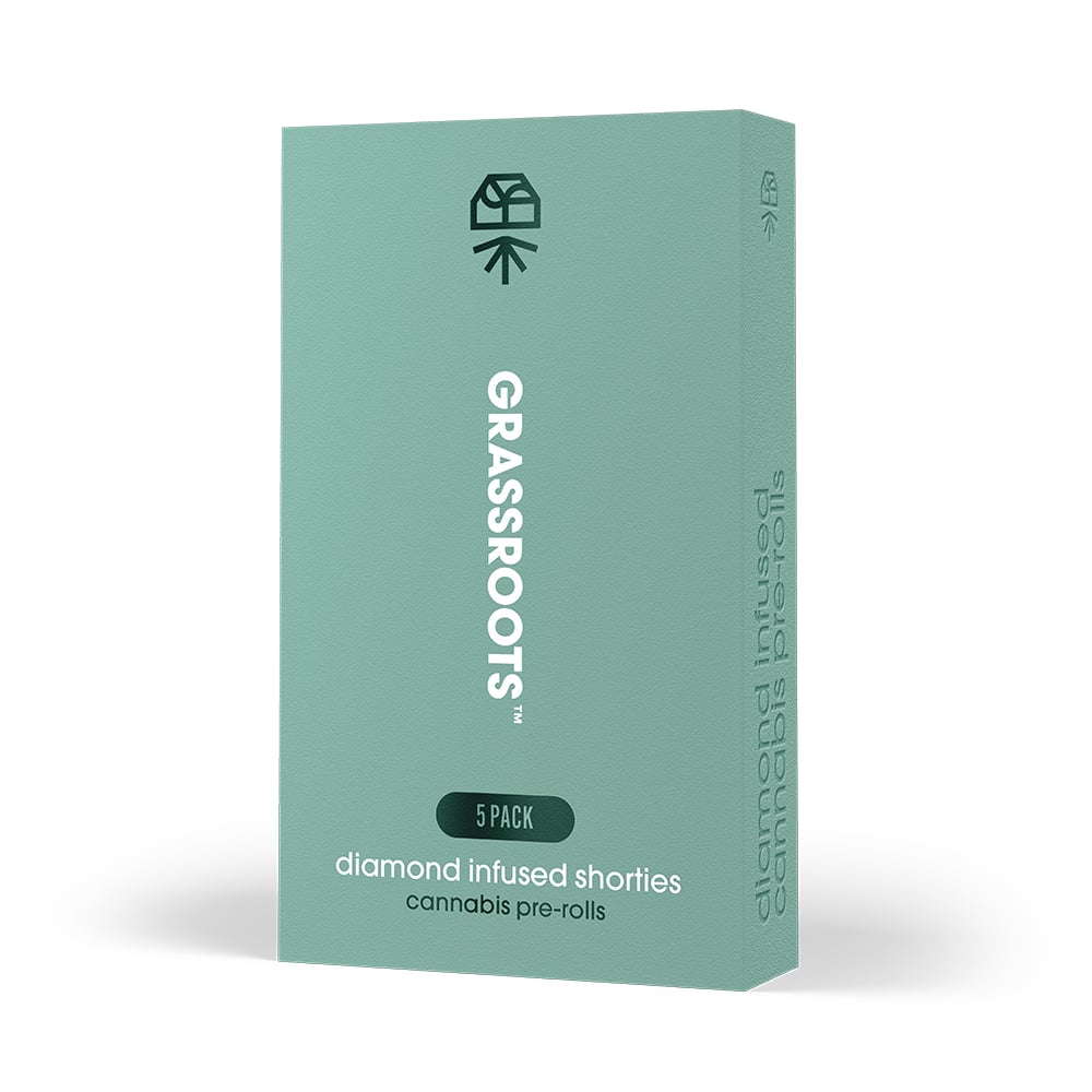 Photograph of product: Grassroots | Diamond Infused Preroll 5 Pack | Animal Mint Cake