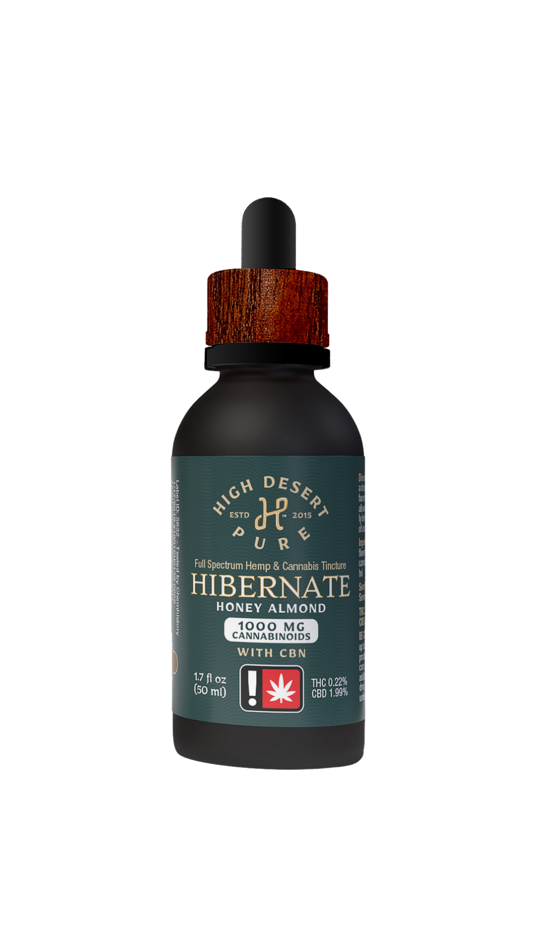 Photograph of product: High Desert Pure 1.7 fl oz 8:8:5:3 CBG:CBD:TH-oui:CBN HONEY ALMOND HIBERNATE Full Spectrum Hemp & Oui'd Tincture