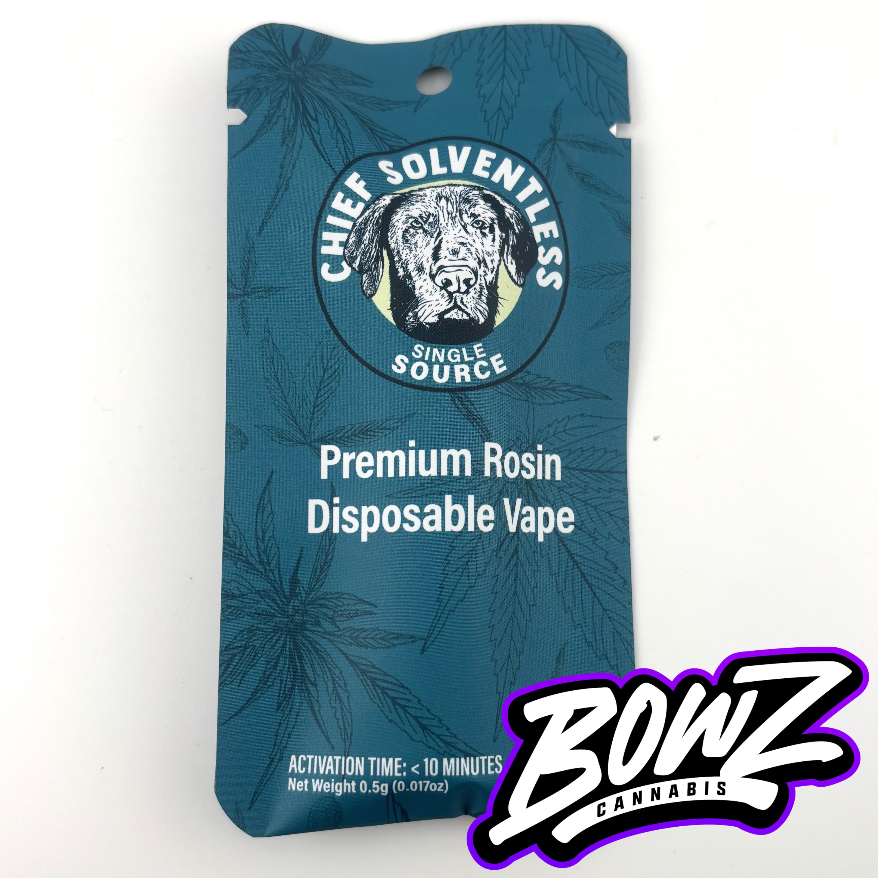 Photograph of product: Chief Solventless - Live Rosin Disposable - (.5g) - **GARLIC MINTS** (2/$45)