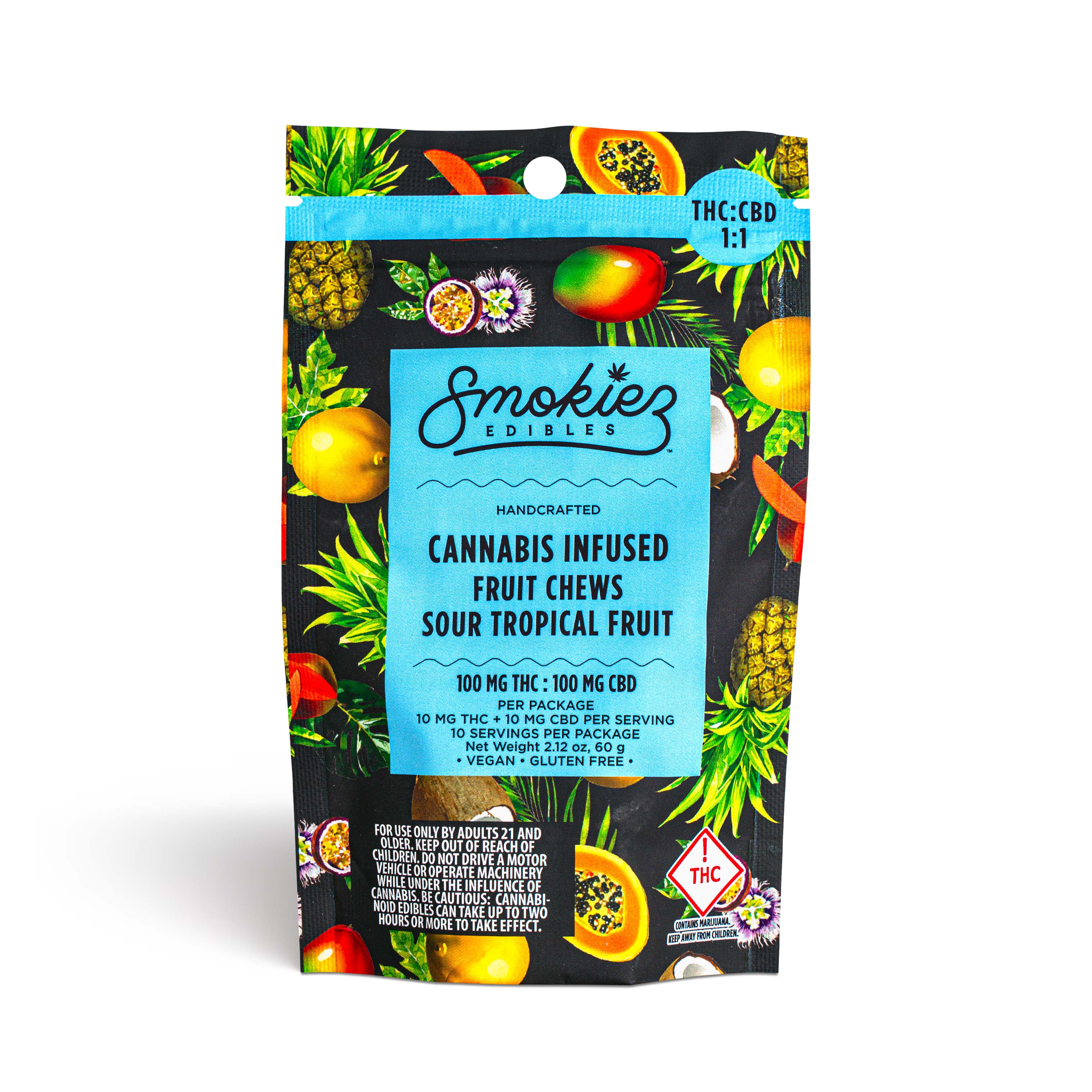Photograph of product: Sour Tropical 1:1 Fruit Chew - 100mg