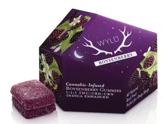 Photograph of product: Boysenberry 1:1:1 TH-oui:CBD:CBN Enhanced Gummies 100mg