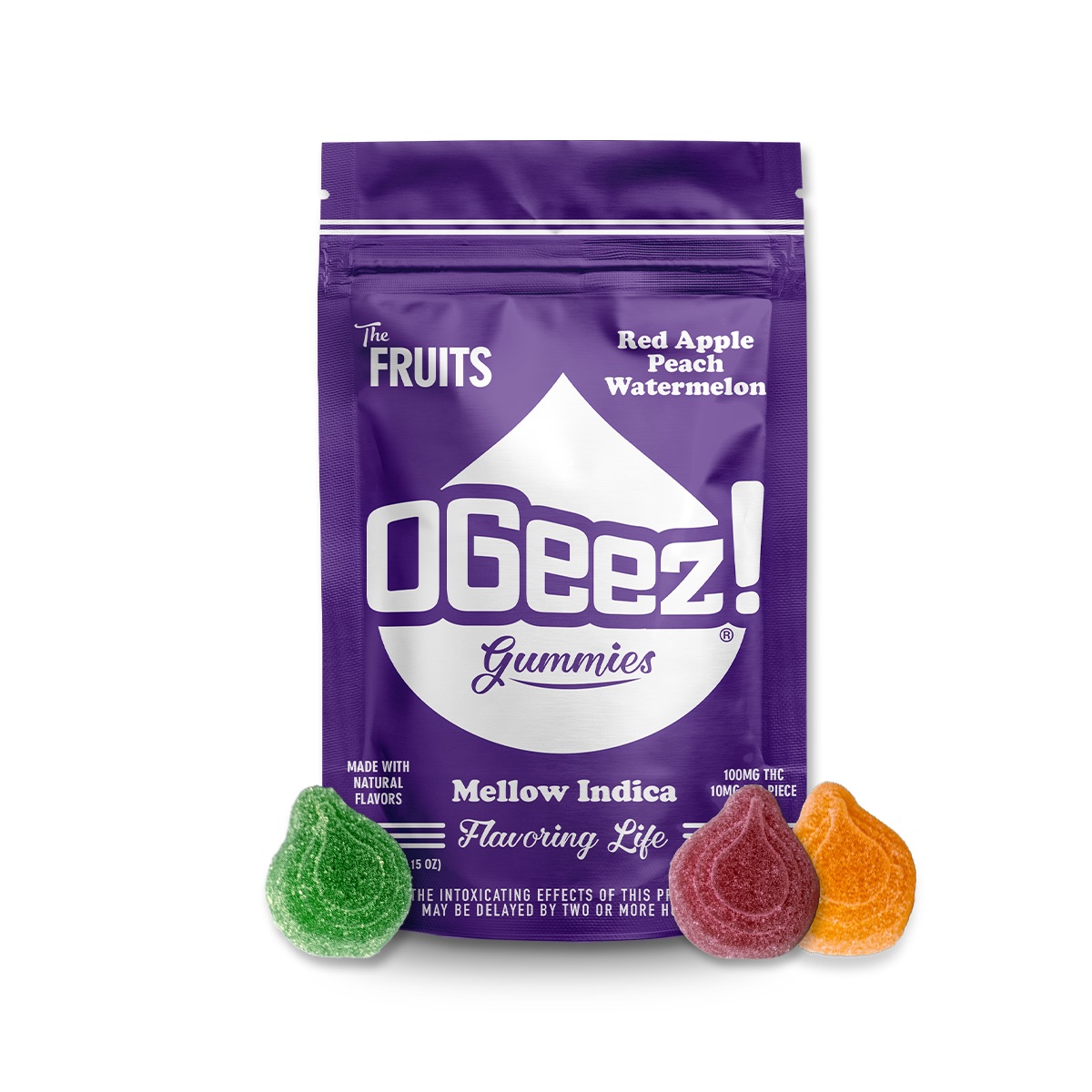 Photograph of product: OGeez! | Gummies | The Fruits | Mellow Oui'd | 10pk/100mg