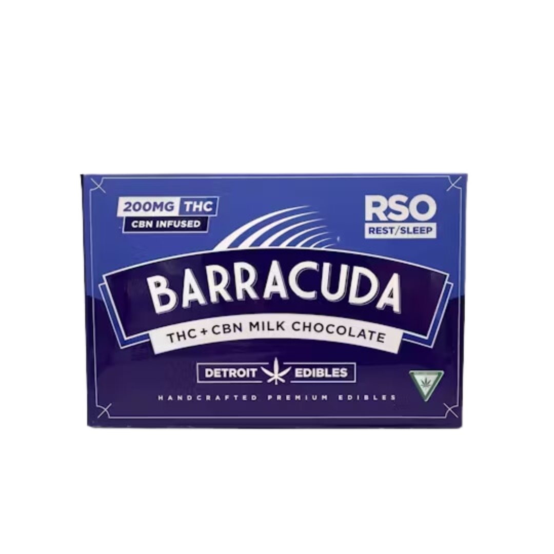 Photograph of product: Detroit Edibles - 200mg Barracuda Bar RSO Rest - Milk Chocolate