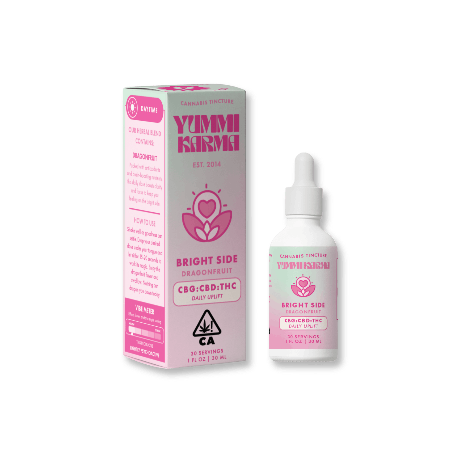 Photograph of product: Bright Side (10:10:1 CBG:CBD:TH-oui) Dragonfruit Tincture - Daily Uplift $46