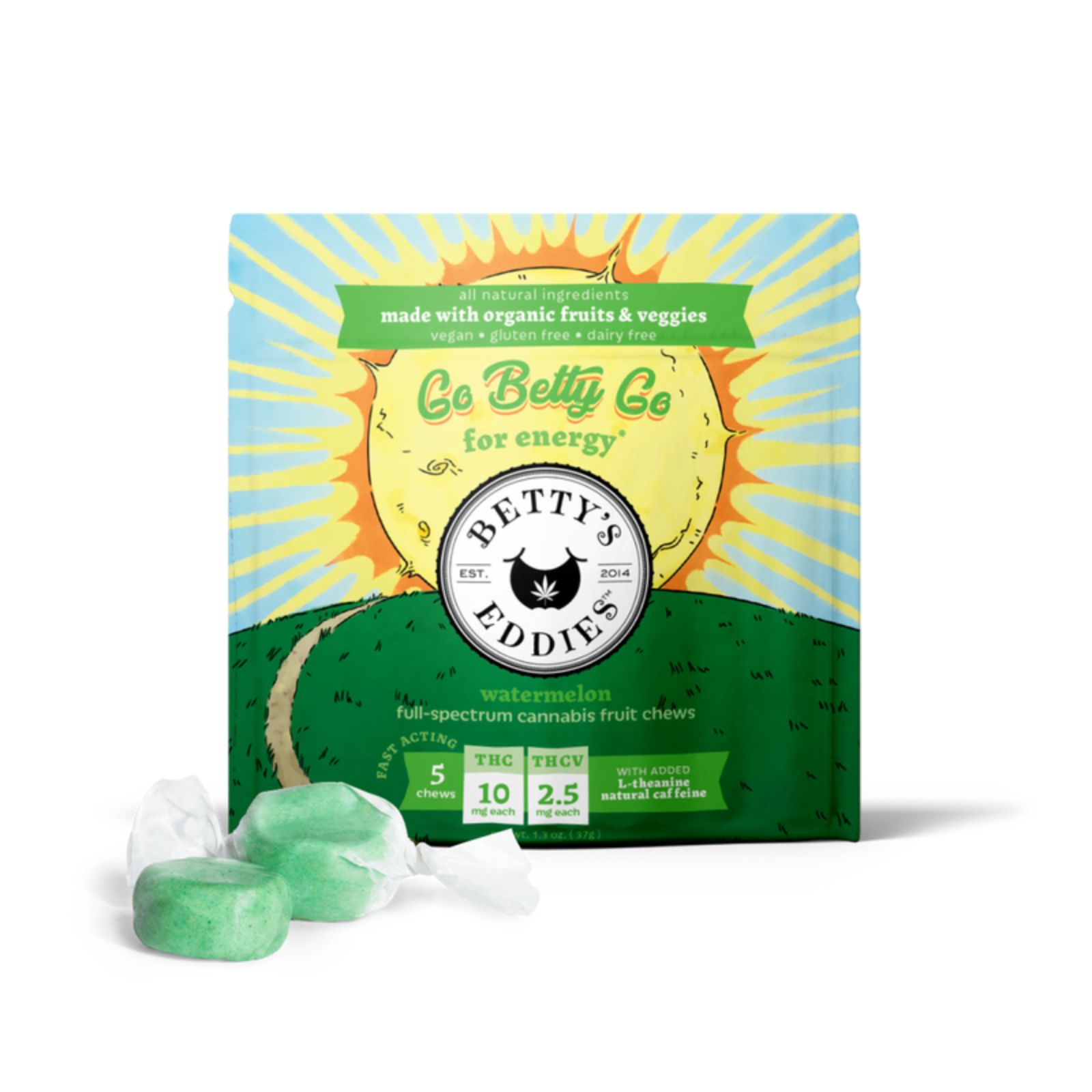 Photograph of product: 50mg 10pk Chews | Watermelon - GO | Betty's Eddie's