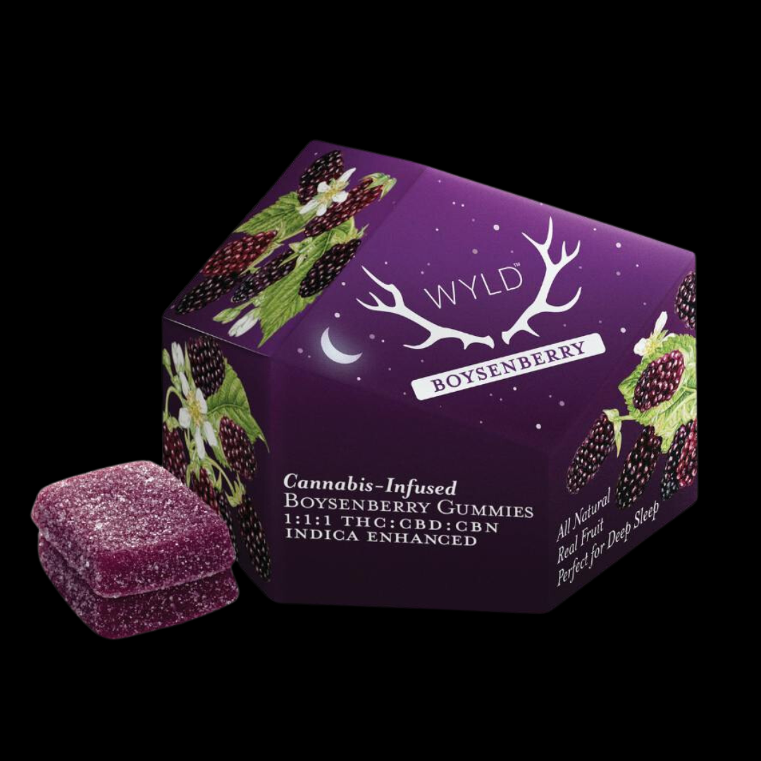 Photograph of product: 1:1:1 Boysenberry 100mg Edible WYLD